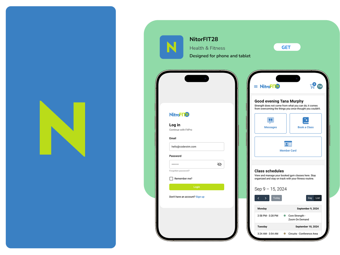 NitroFIT28 Mobile App Interface